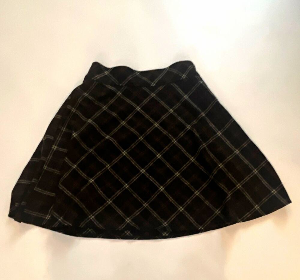 Forever Black White Plaid High Rise Lined A-Line Short Skirt Women’s XS Wool